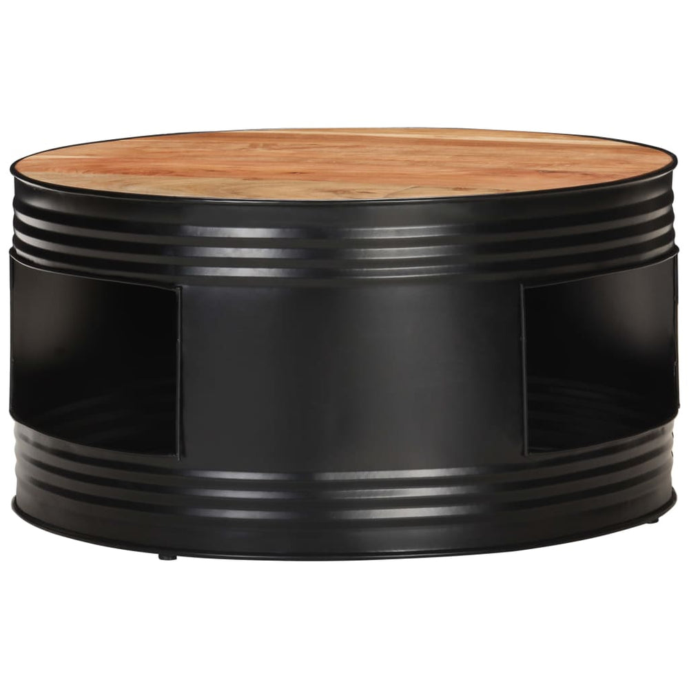 Schwarzer Couchtisch Akazie Massivholz 68x68 cm