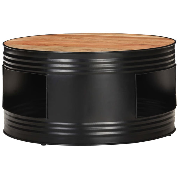 Schwarzer Couchtisch Akazie Massivholz 68x68 cm