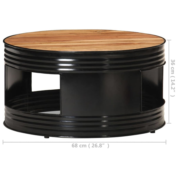 Schwarzer Couchtisch Akazie Massivholz 68x68 cm