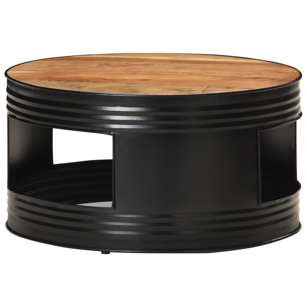 Schwarzer Couchtisch Akazie Massivholz 68x68 cm