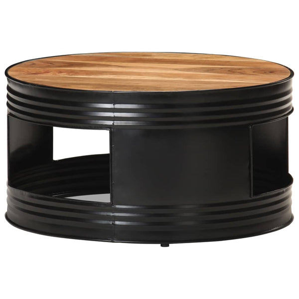Schwarzer Couchtisch Akazie Massivholz 68x68 cm