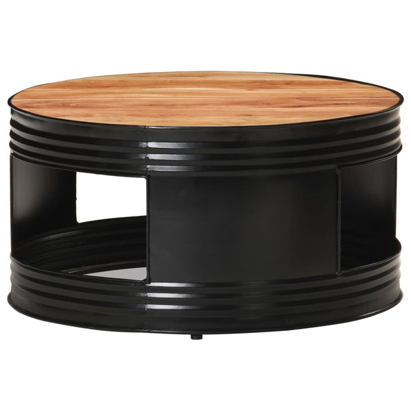 Schwarzer Couchtisch Akazie Massivholz 68x68 cm