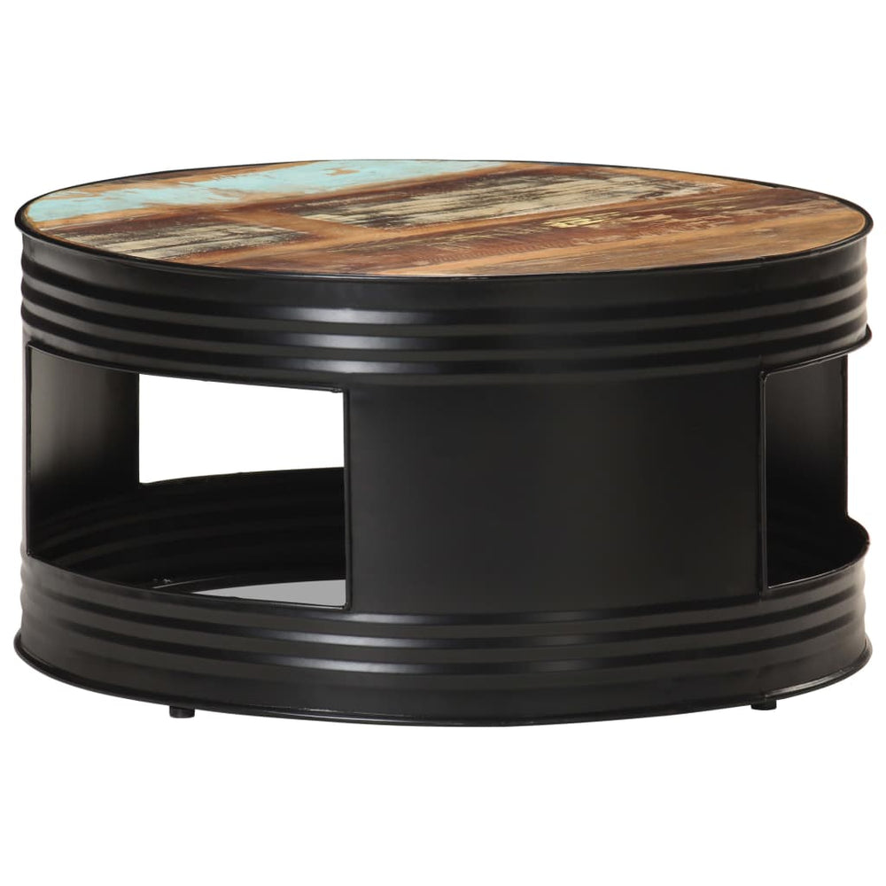 vidaXL Table basse noire 68x68x36 cm en bois de récupération massif