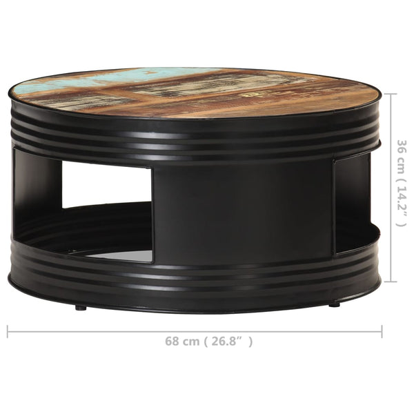 Schwarzer Couchtisch Altholz 68x68 cm