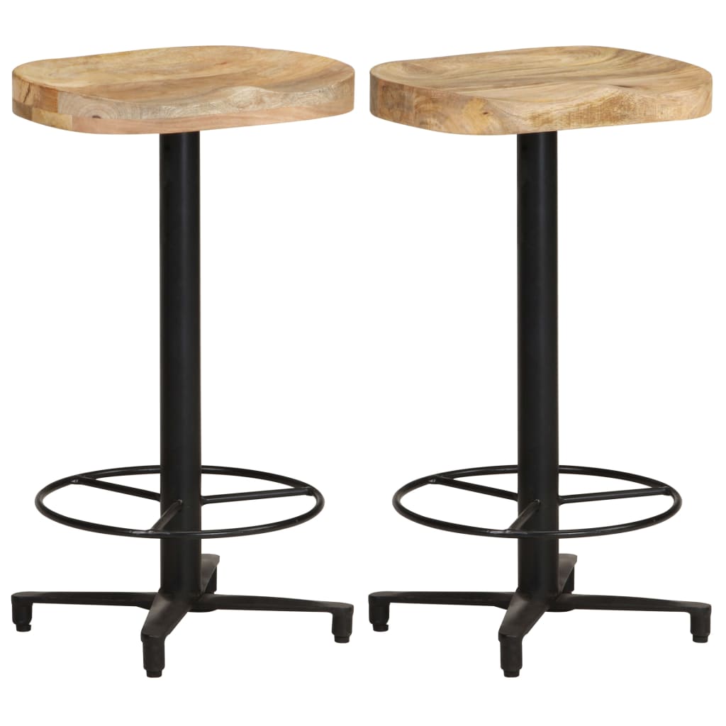 vidaXL Tabourets de bar 2 pcs 66 cm Bois de manguier massif