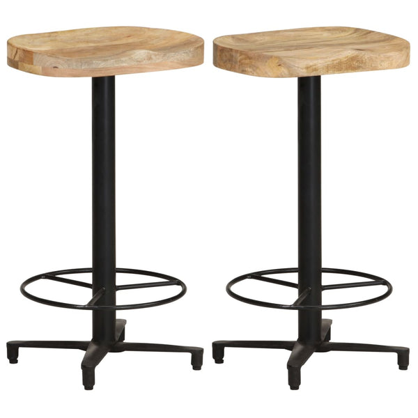 vidaXL Tabourets de bar 2 pcs 66 cm Bois de manguier massif