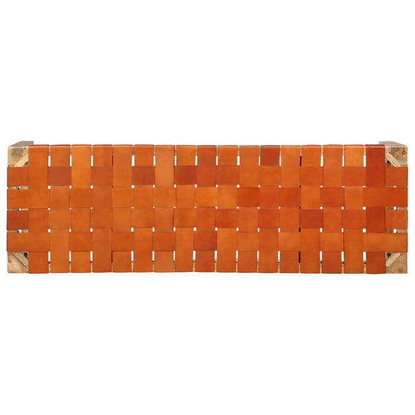 Echtleder Bank Braun 110 cm Mango Massivholz