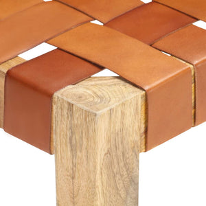 Echtleder Bank Braun 110 cm Mango Massivholz