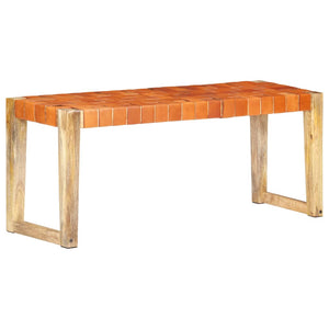 Echtleder Bank Braun 110 cm Mango Massivholz