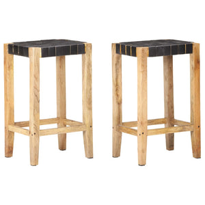 Echtleder Barhocker Schwarz 75 cm, 2er Set