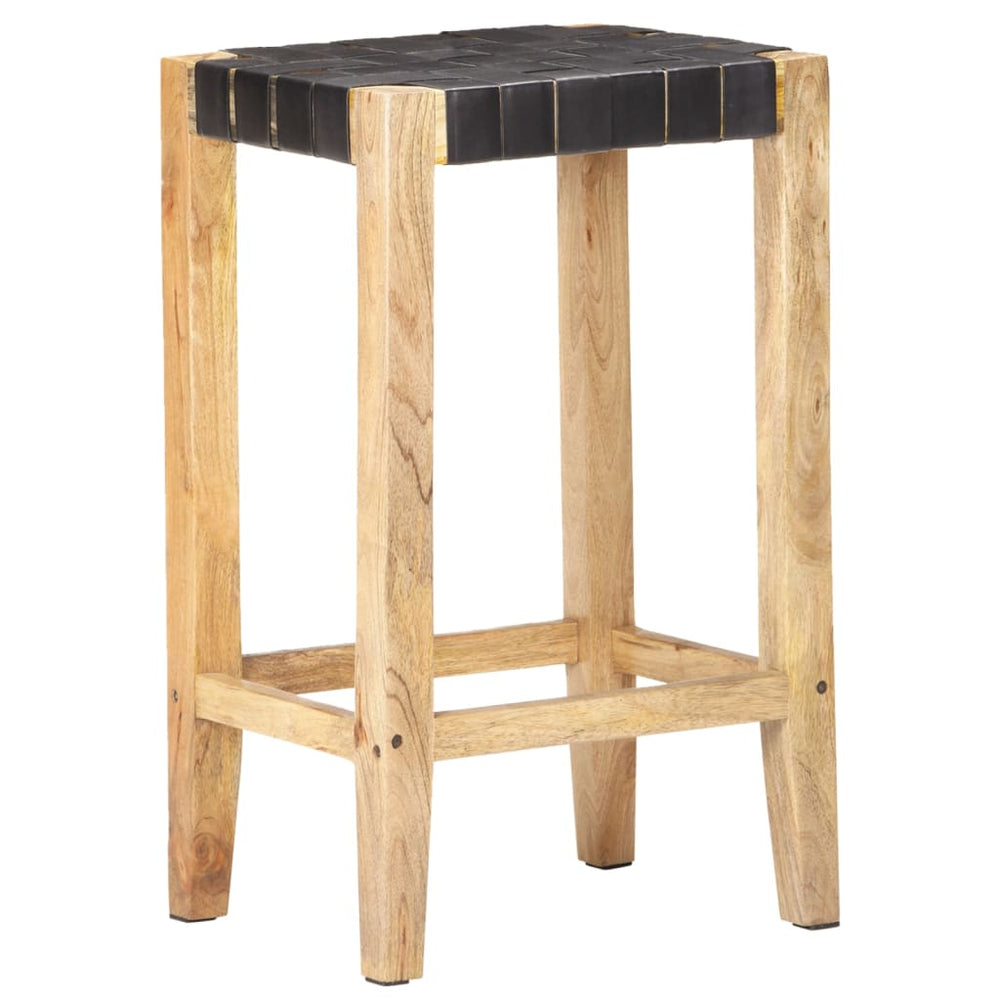 Echtleder Barhocker Schwarz 75 cm, 2er Set