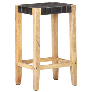 Echtleder Barhocker Schwarz 75 cm, 2er Set