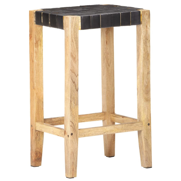 Echtleder Barhocker Schwarz 75 cm, 2er Set