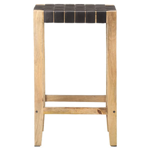 Echtleder Barhocker Schwarz 75 cm, 2er Set