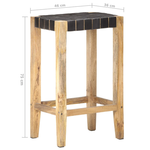Echtleder Barhocker Schwarz 75 cm, 2er Set