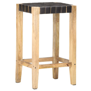 Echtleder Barhocker Schwarz 75 cm, 2er Set