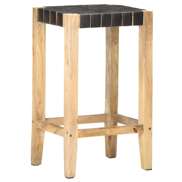 Echtleder Barhocker Schwarz 75 cm, 2er Set