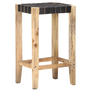 Echtleder Barhocker Schwarz 75 cm, 2er Set