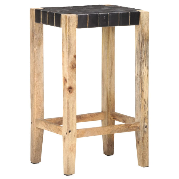 Echtleder Barhocker Schwarz 75 cm, 2er Set
