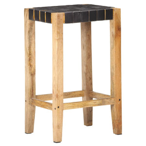 Echtleder Barhocker Schwarz 75 cm, 2er Set