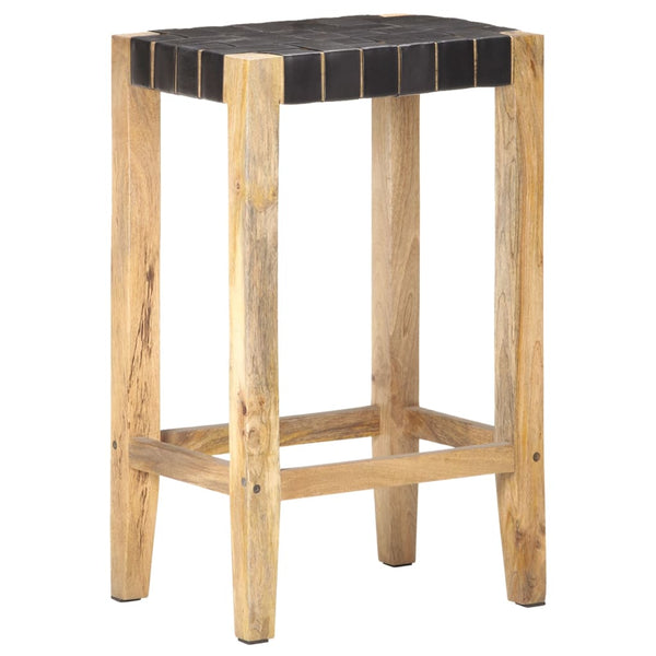 Echtleder Barhocker Schwarz 75 cm, 2er Set