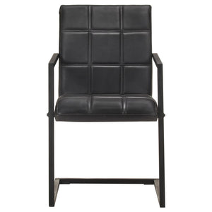 Freischwinger 2er Set Schwarz Echtleder