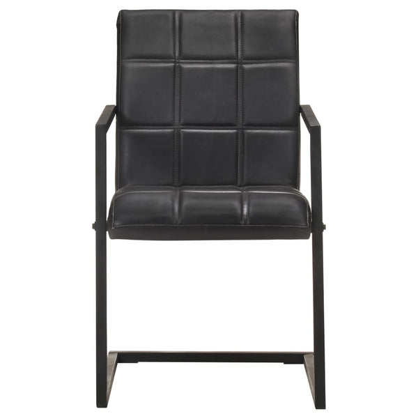 Freischwinger 2er Set Schwarz Echtleder