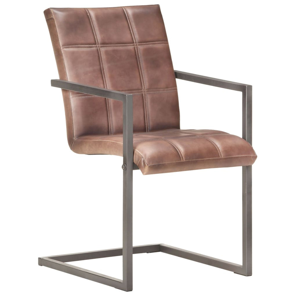 Freischwinger 2er Set Braun Echtleder