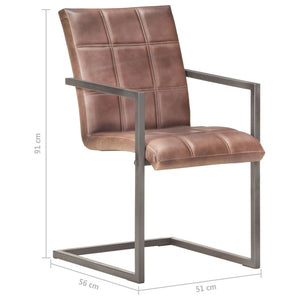 Freischwinger 2er Set Braun Echtleder