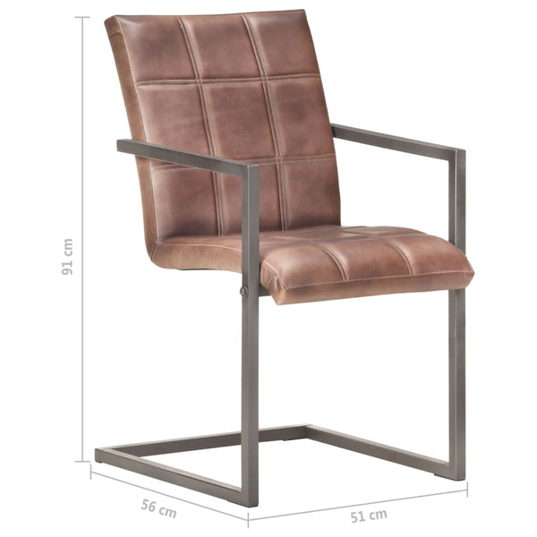 Freischwinger 2er Set Braun Echtleder
