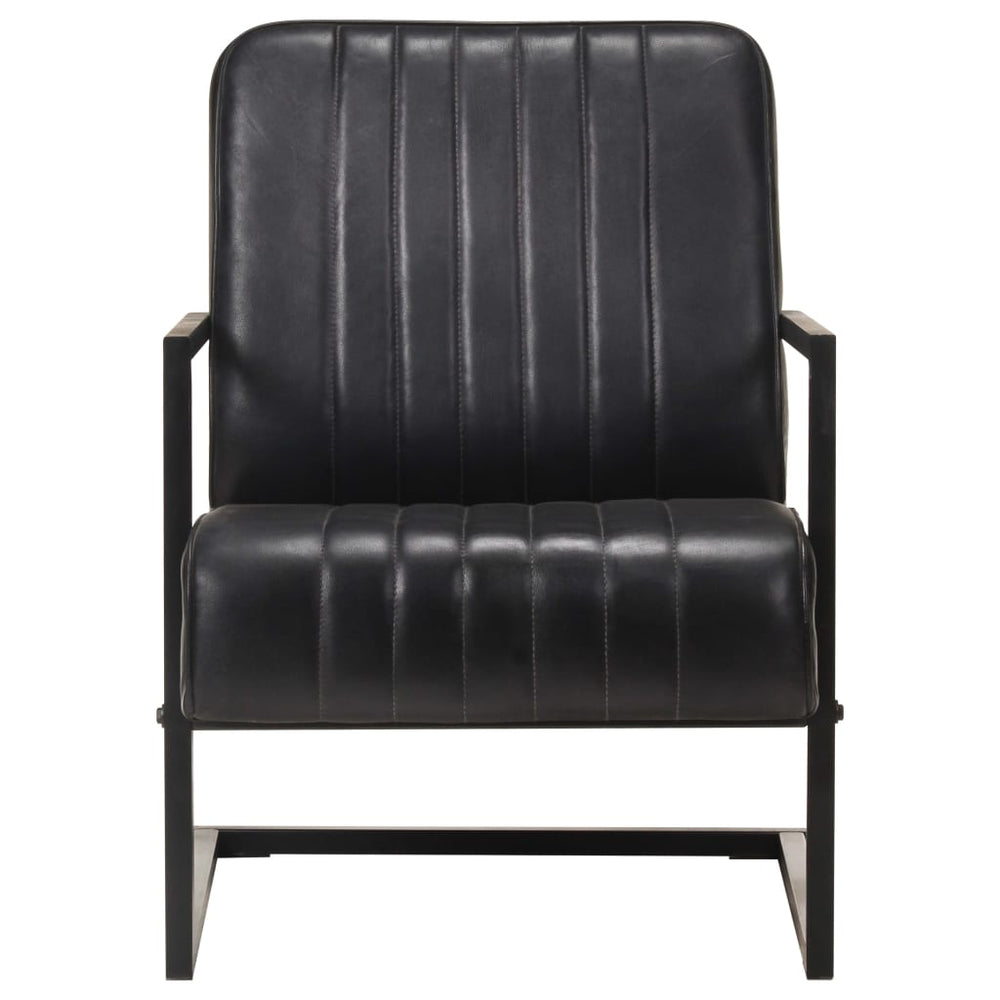 vidaXL Cantilever Chair Black Genuine Leather