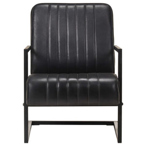 vidaXL Cantilever Chair Black Genuine Leather
