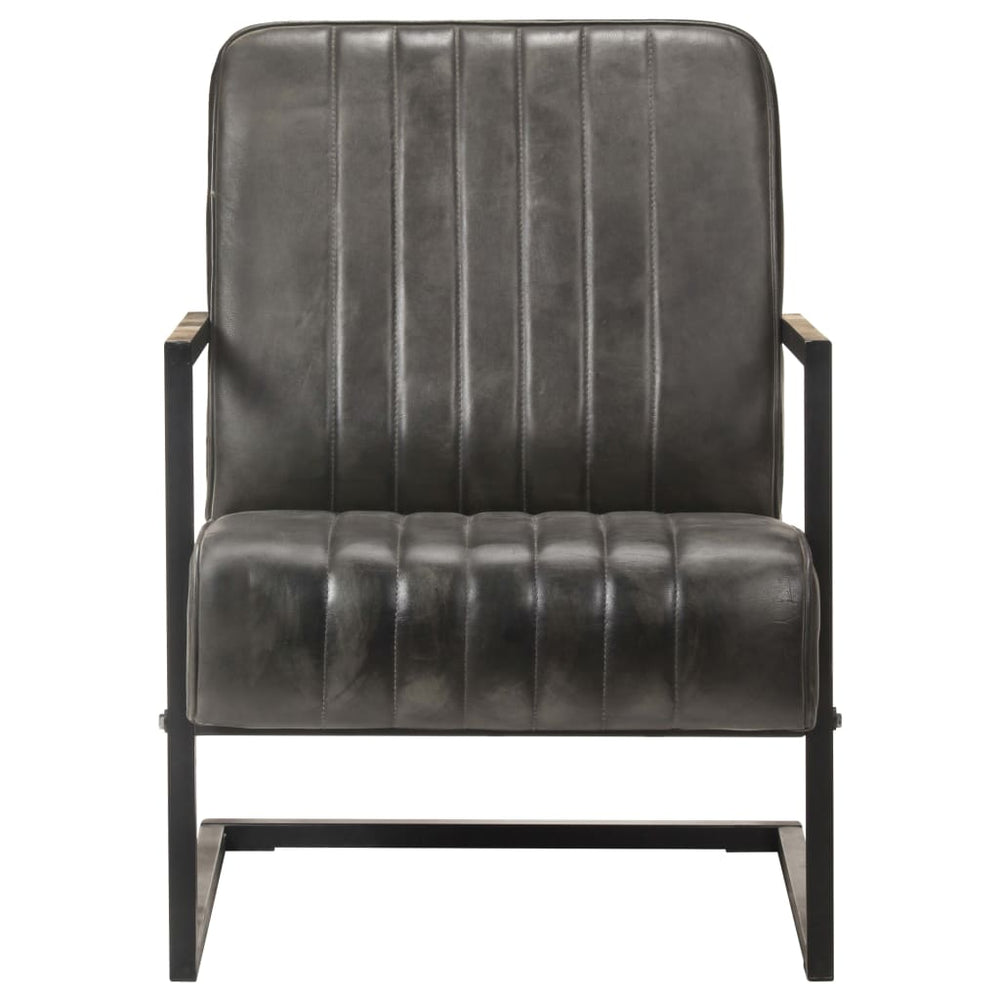 vidaXL Cantilever Chair Distressed Grey Genuine Leather