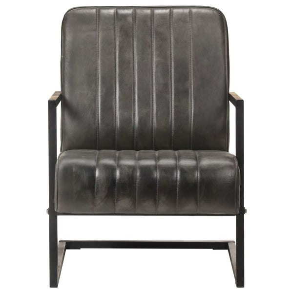 Freischwinger Sessel Grau Echtleder