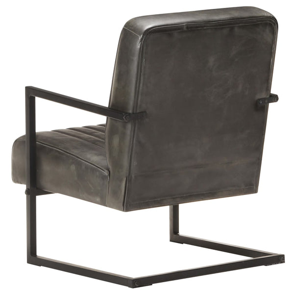 Freischwinger Sessel Grau Echtleder