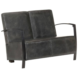 Graues 2-Sitzer Ledersofa