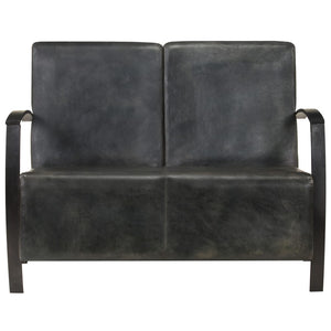 Graues 2-Sitzer Ledersofa