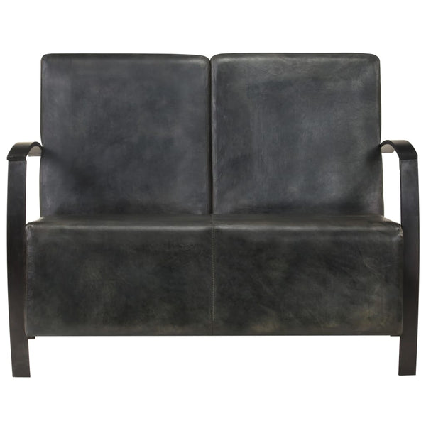Graues 2-Sitzer Ledersofa