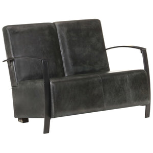 Graues 2-Sitzer Ledersofa