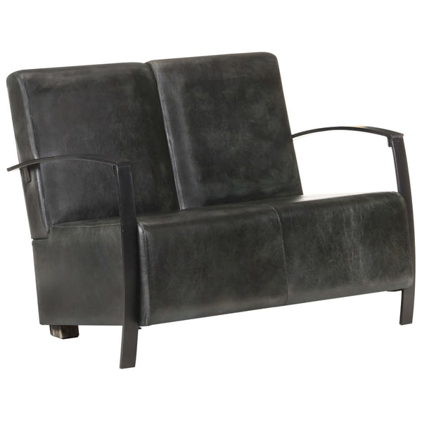 Graues 2-Sitzer Ledersofa