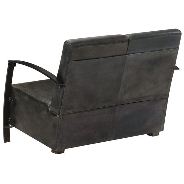 Graues 2-Sitzer Ledersofa