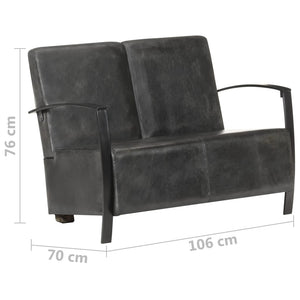 Graues 2-Sitzer Ledersofa