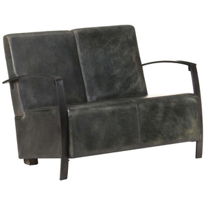 Graues 2-Sitzer Ledersofa