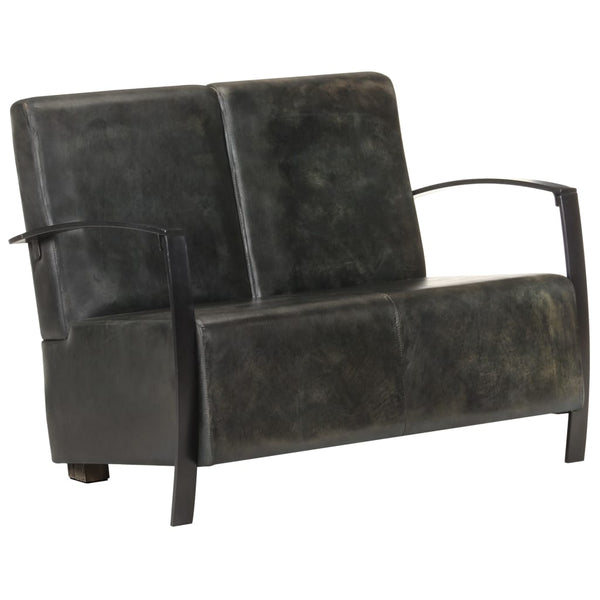 Graues 2-Sitzer Ledersofa