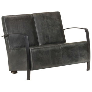 Graues 2-Sitzer Ledersofa