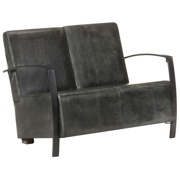 Graues 2-Sitzer Ledersofa