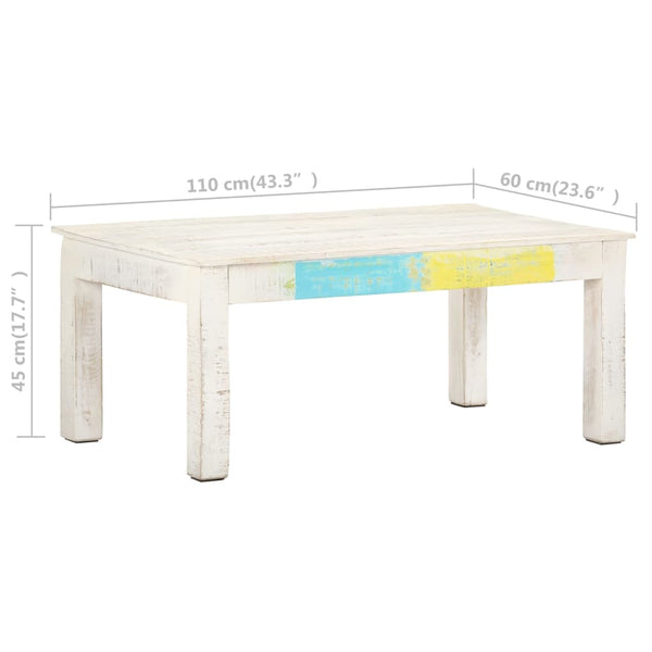 Weißer Couchtisch Mango Massivholz 110x60 cm