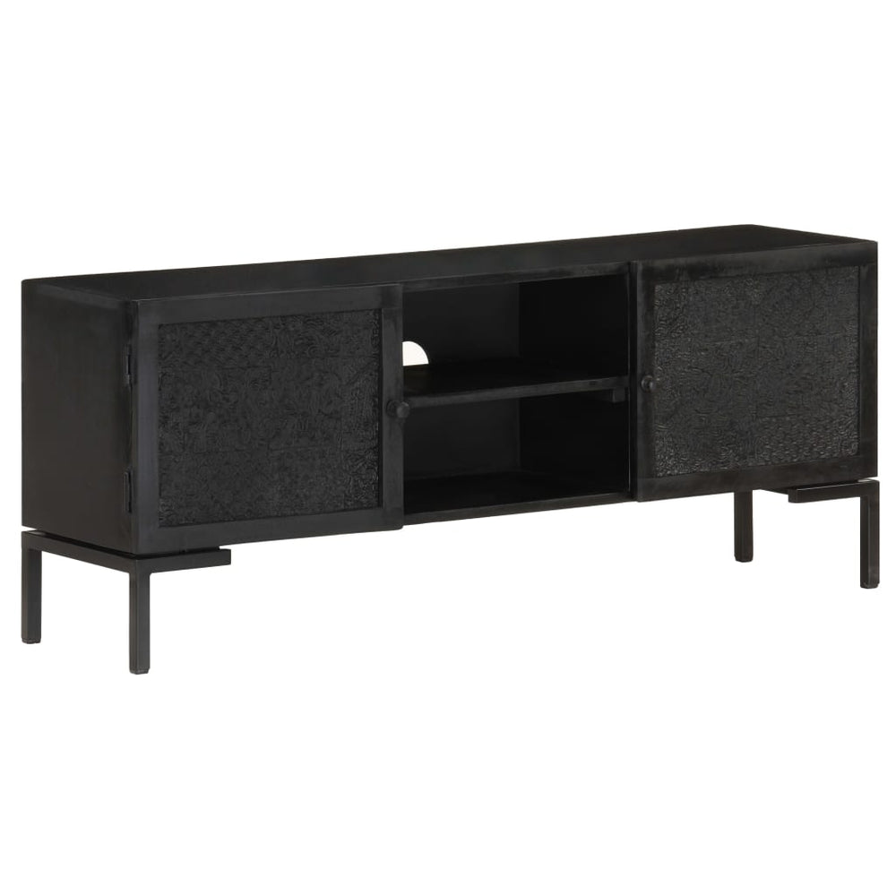 vidaXL Meuble TV Noir 115x30x46 cm Bois de manguier massif