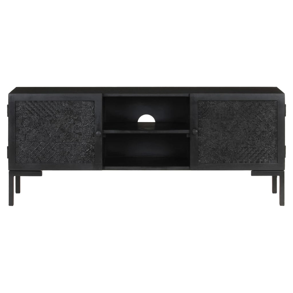 vidaXL Meuble TV Noir 115x30x46 cm Bois de manguier massif