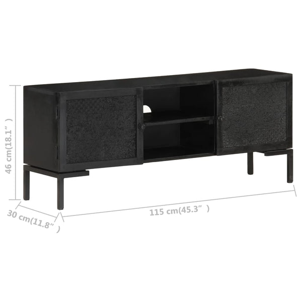 Schwarzer TV-Schrank Mango Massivholz 115 cm